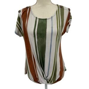 TruSelf Women's Striped Twist-Front Top Size Small